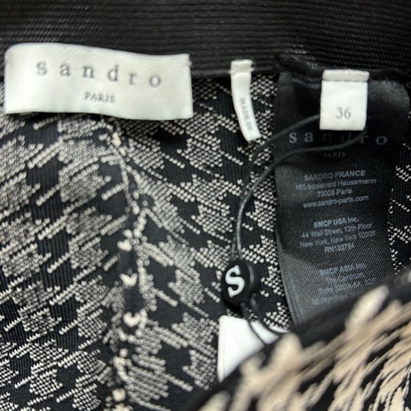 SANDRO Paris Katia Skinny Houndstooth Front Zipper Trousers Pants 36 NWT XS 2 - Picture 5 of 9